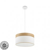 Distribuidor - Lâmpadas Diversas | Colgantes Moderno | COLGANTE CLOE 1XE27 BLANCO/BLANCA-MADERA CLARA REGX40X40 CM Ref: 175494085